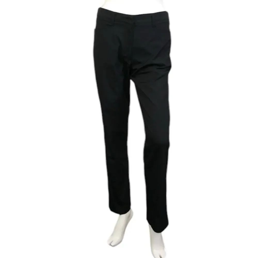 Prada Women's Black Pockets High Rise Straight Leg Trouser Pants Size 42 US 6